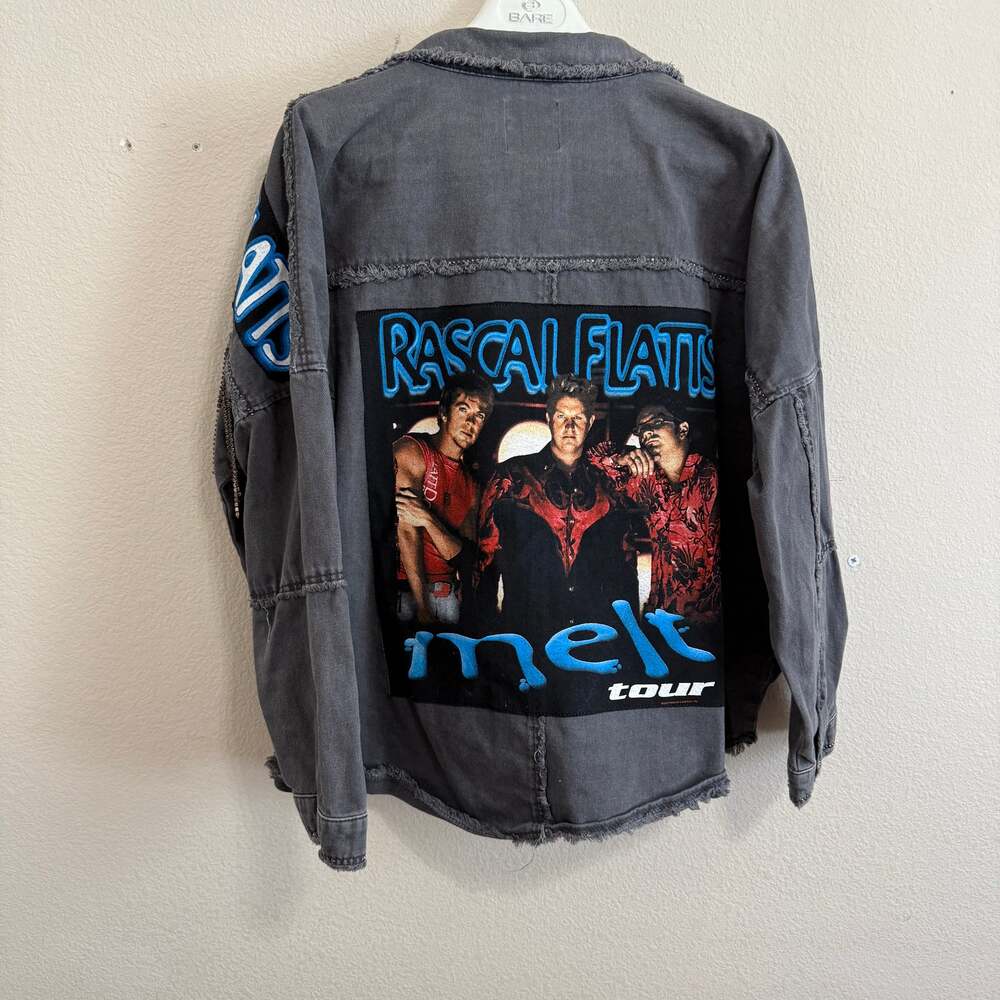 ZARA Oversized Embellished Shacket w/Rascal Flats Graphic Tee Size XL